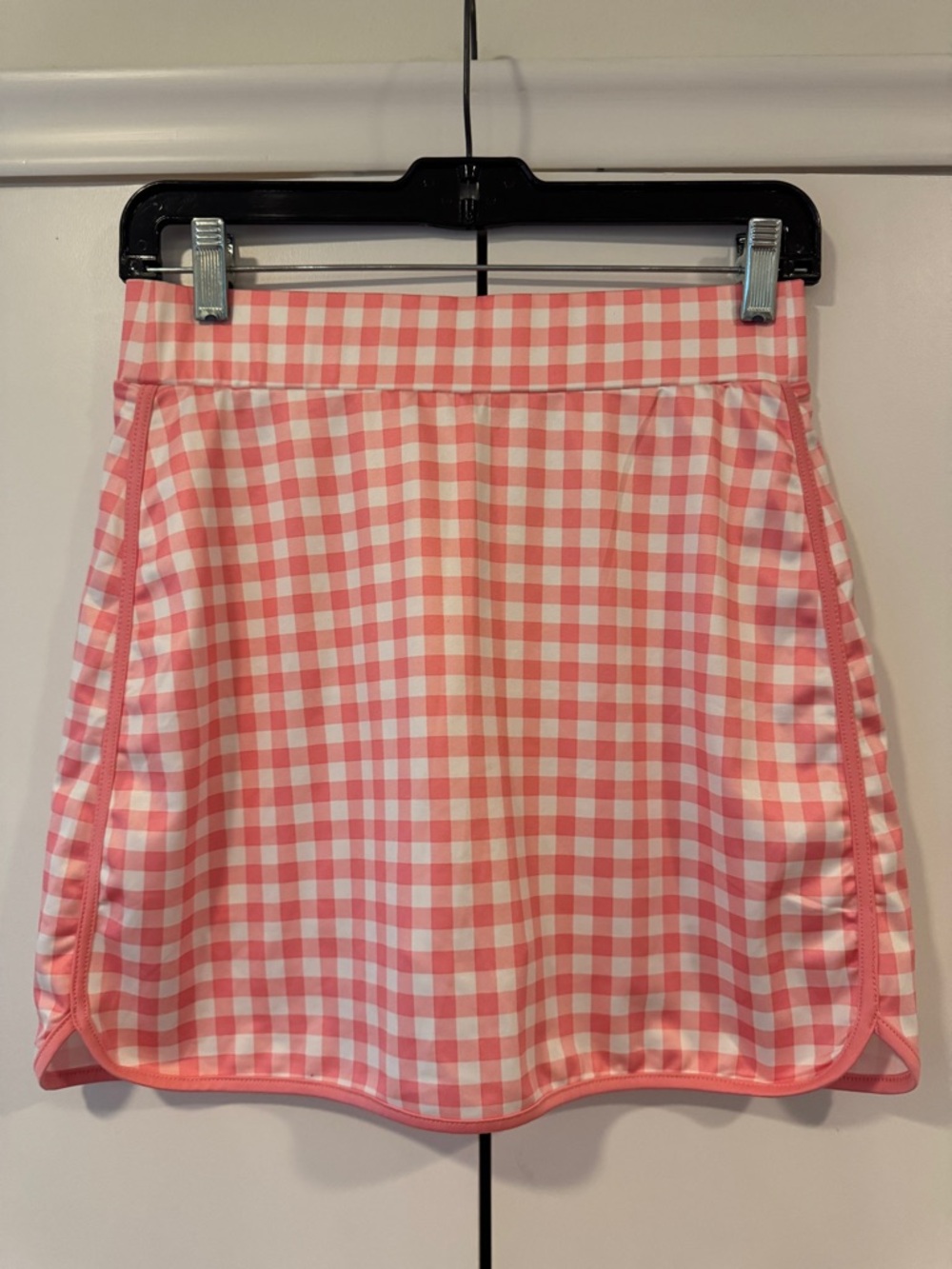 J. Crew Factory Pink and White Gingham Active Skirt